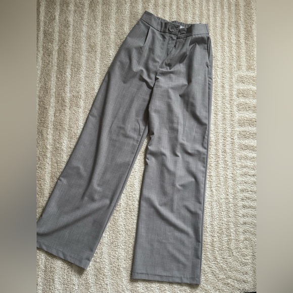 Stradivarius Wide Leg High Rise Pants Gray - Picture 3 of 4